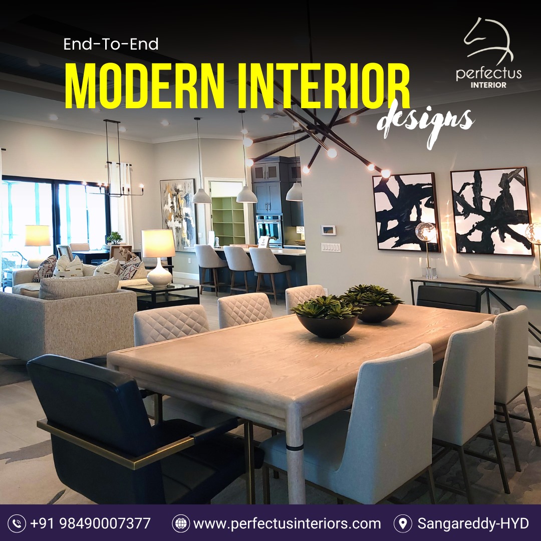 modern interior design dining table with four classic chairs